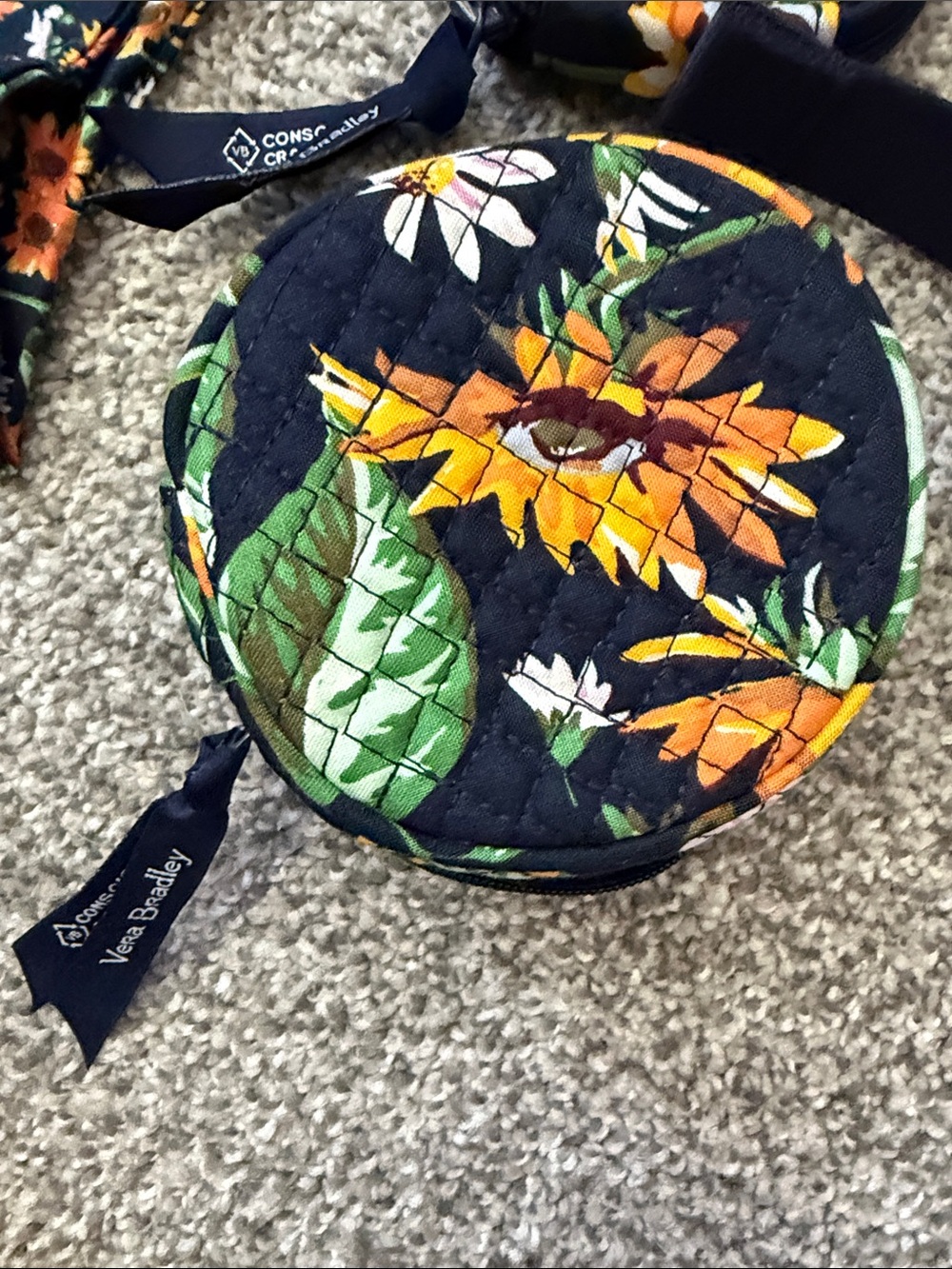 Vera Bradley 4 piece backpackset Sunflower Quilted Backpack in Black and Yellow - Picture 7 of 10